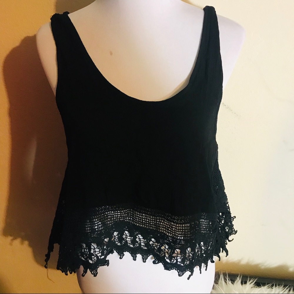 NWT Cotton Candy tank with crochet detailing